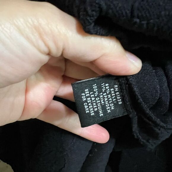 Teri Jon Sportswear Black Crepe Textured Leather Trim Sheath Dress Size 8 - Picture 4 of 6